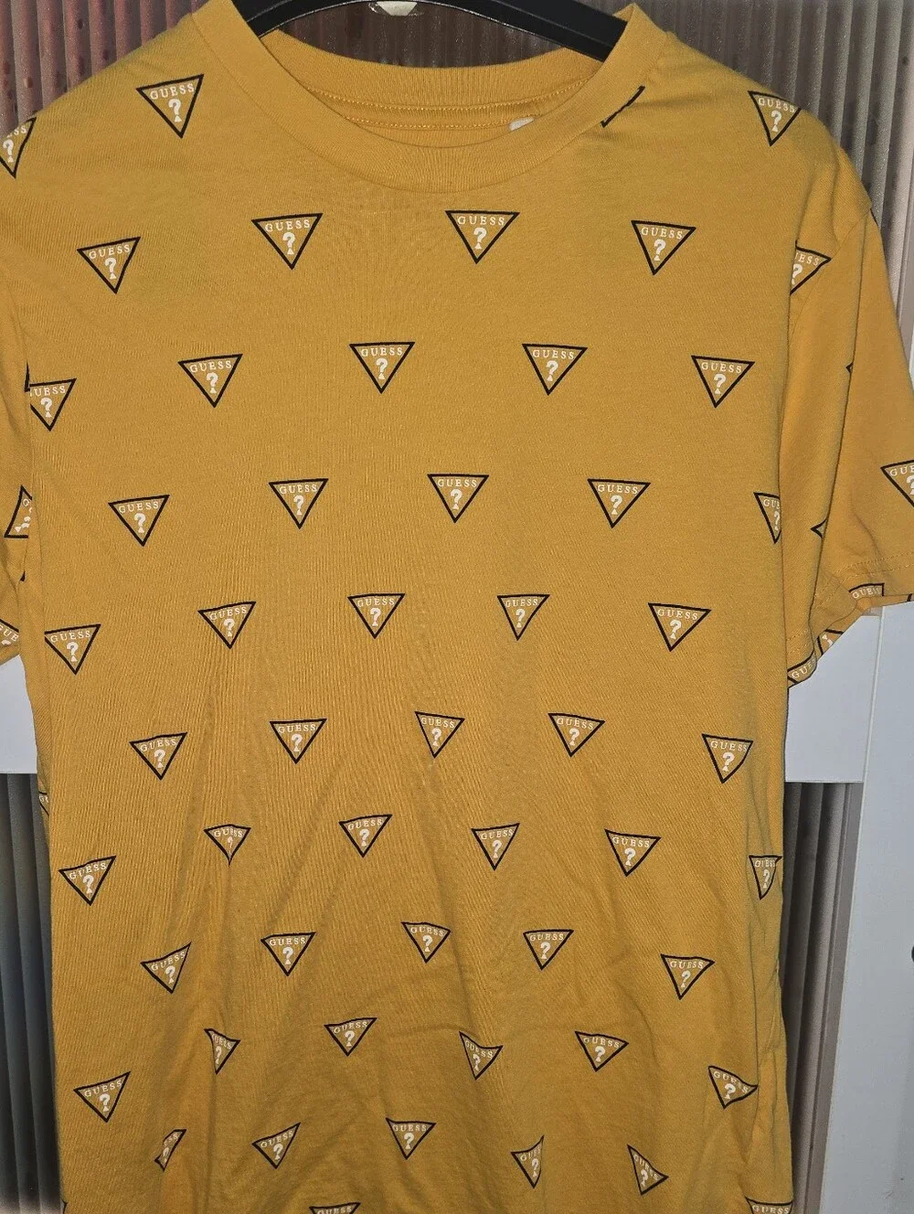 Guess Yellow Graphic Triangle Logo T-Shirt - Picture 2 of 3